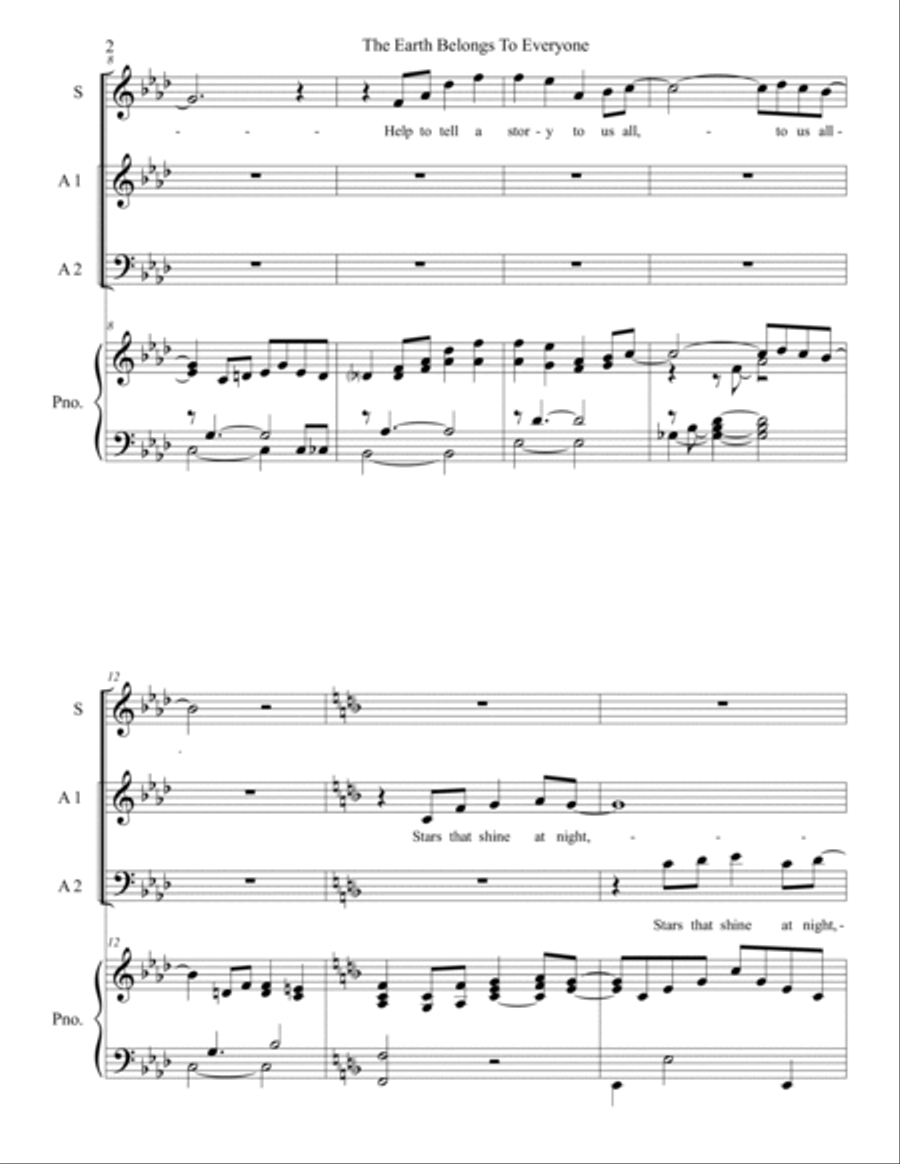 The Earth Belongs to Everyone Choir scores gallery preview page 2