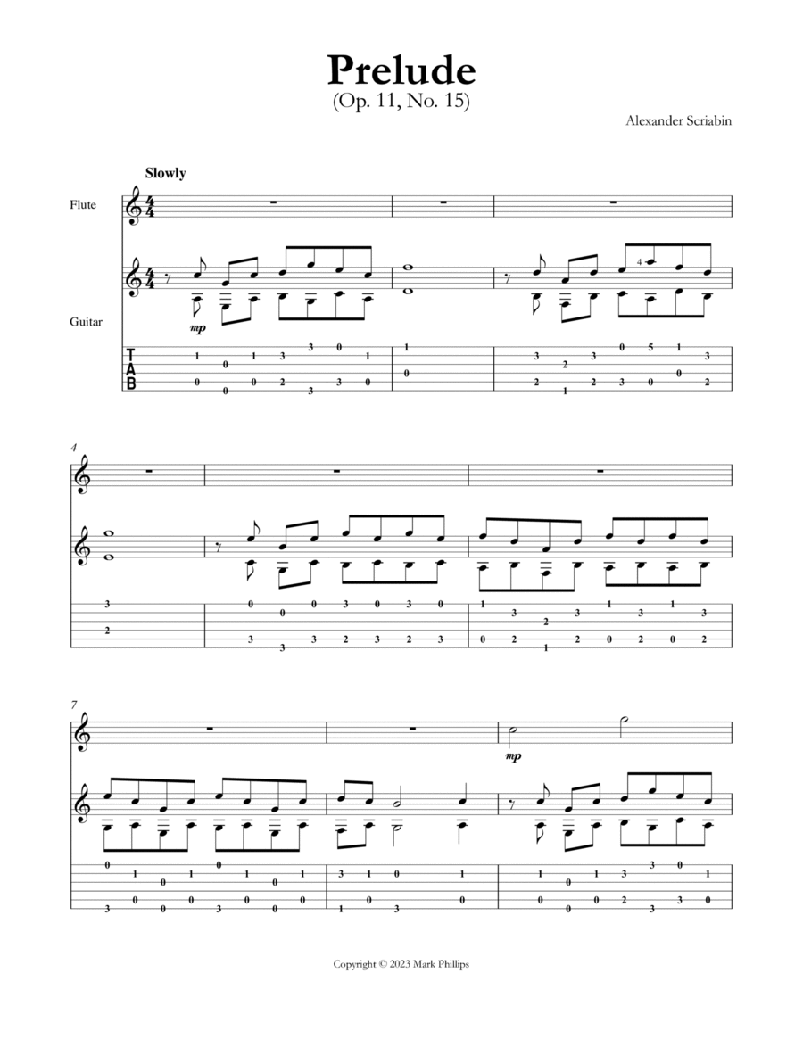 Prelude (Op. 11, No. 15) Score and Parts scores gallery preview page 1