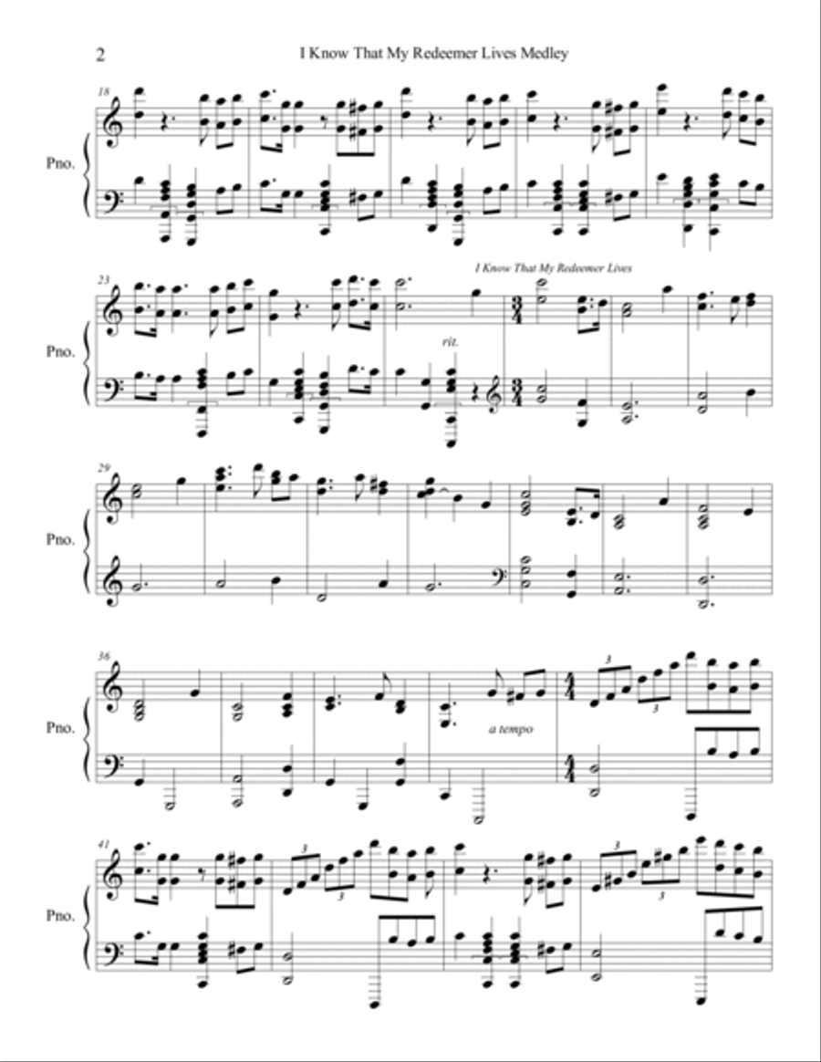 I Know That My Redeemer Lives Medley Piano Solo scores gallery preview page 2