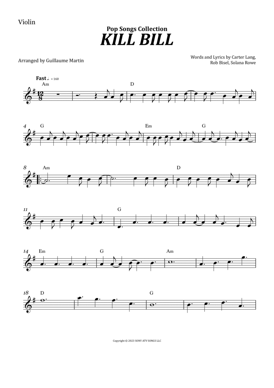 Kill Bill Violin Solo scores gallery preview page 1