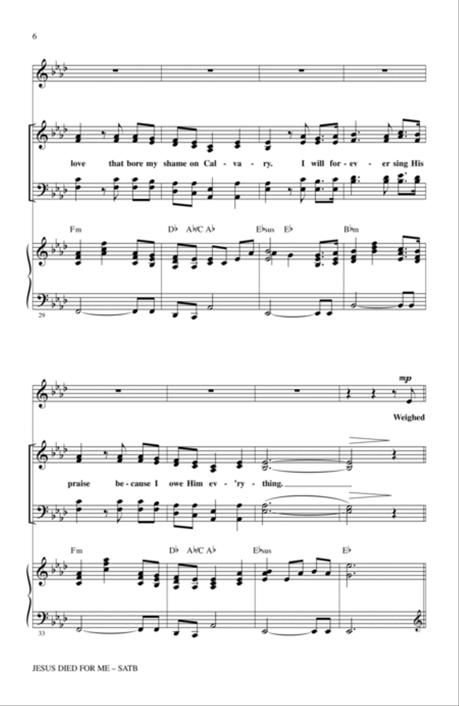 Jesus Died For Me Jesus Died For Me 4-Part scores gallery preview page 4