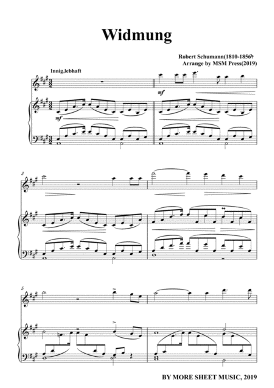 Schumann-Widmung,Op.25 No.1,from Myrten,for Violin and Piano Violin Solo scores gallery preview page 3