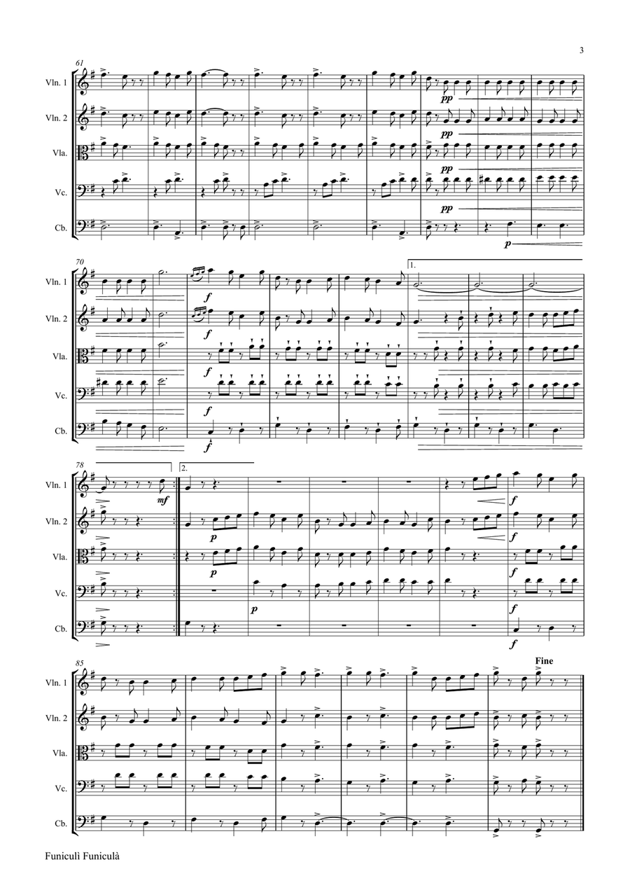 Funiculi Funicula - Italian Evergreen - String Orchestra String Orchestra scores gallery preview page 4