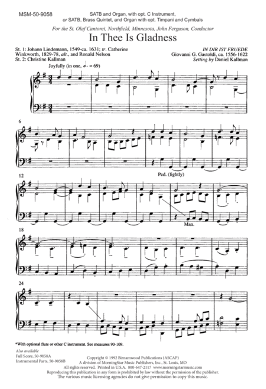 In Thee Is Gladness In Thee Is Gladness 4-Part scores gallery preview page 2