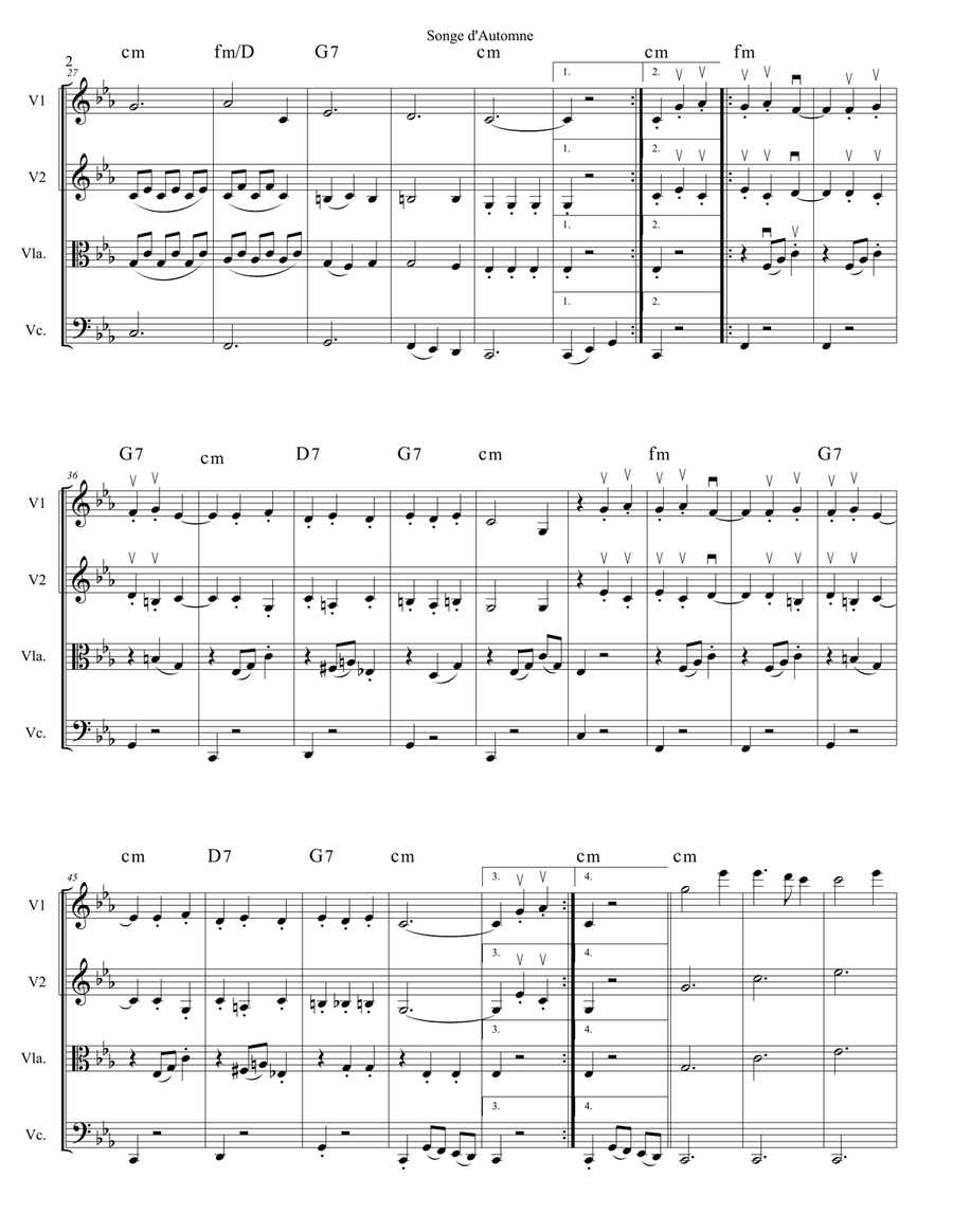 Songe d'Automne (Dream of Autumn) String Quartet scores gallery preview page 2