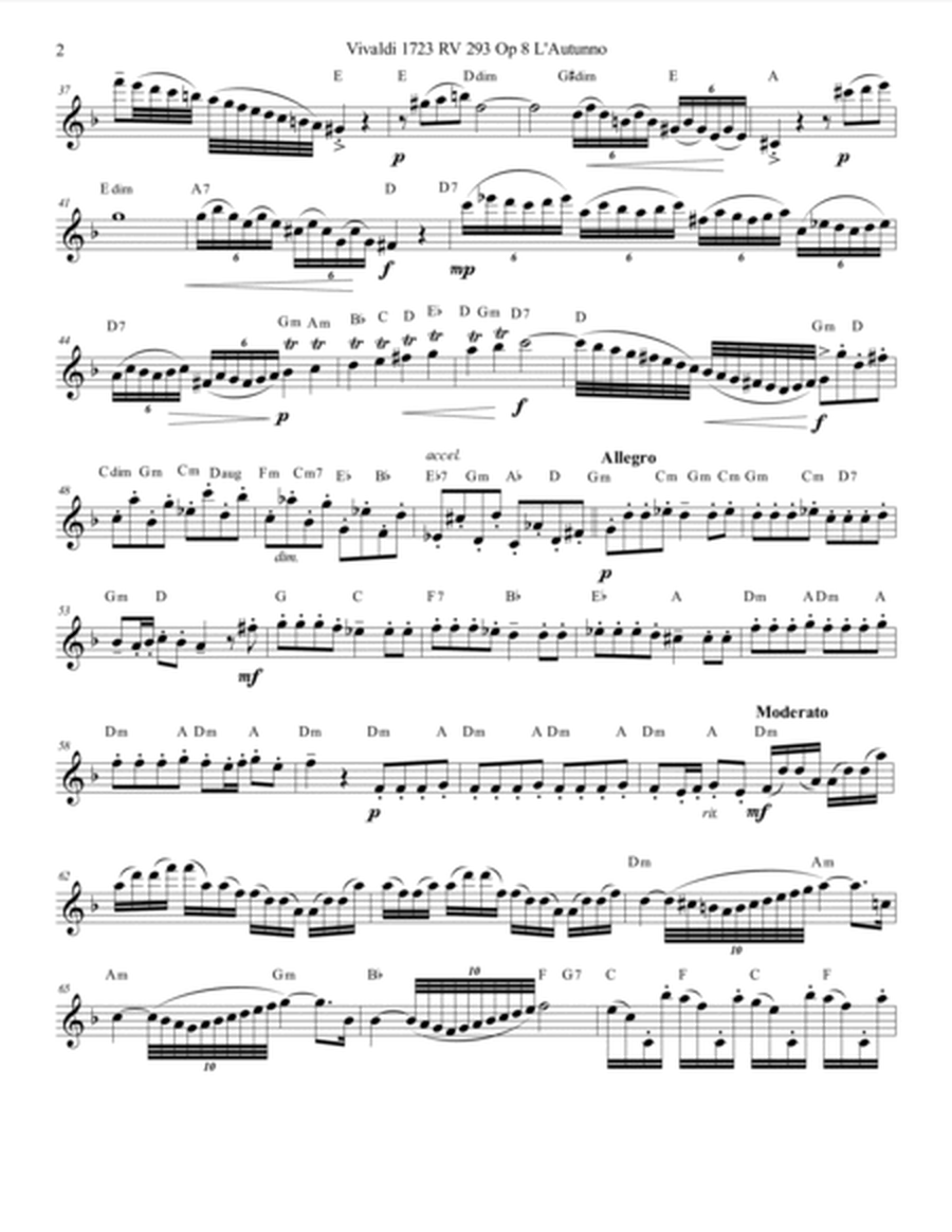 Vivaldi 1723 RV 293 Op 8 Autumn from 4 Seasons L'Autunno Duet