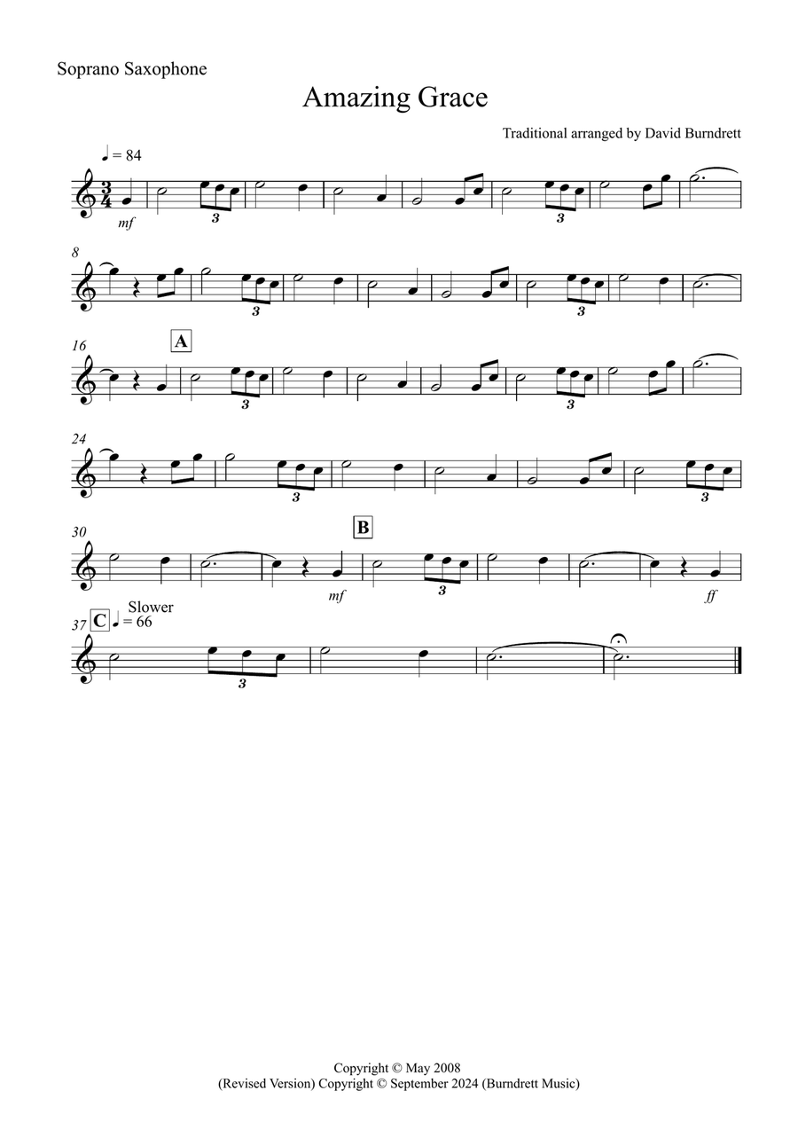 Amazing Grace for Saxophone Quartet Saxophone Quartet scores gallery preview page 3