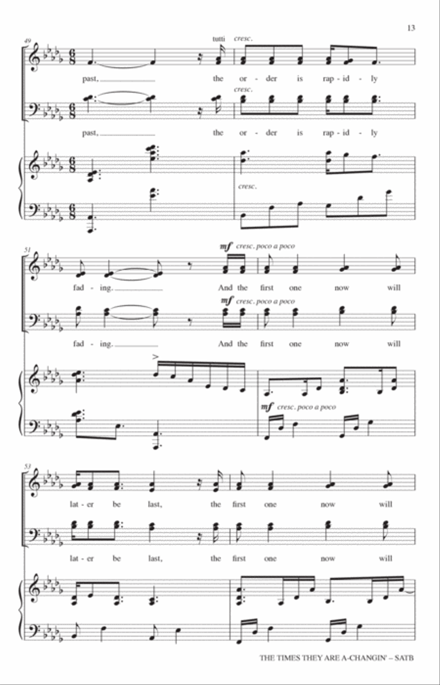 The Times They Are A-Changin' (arr. Adam Podd) 4-Part scores gallery preview page 11