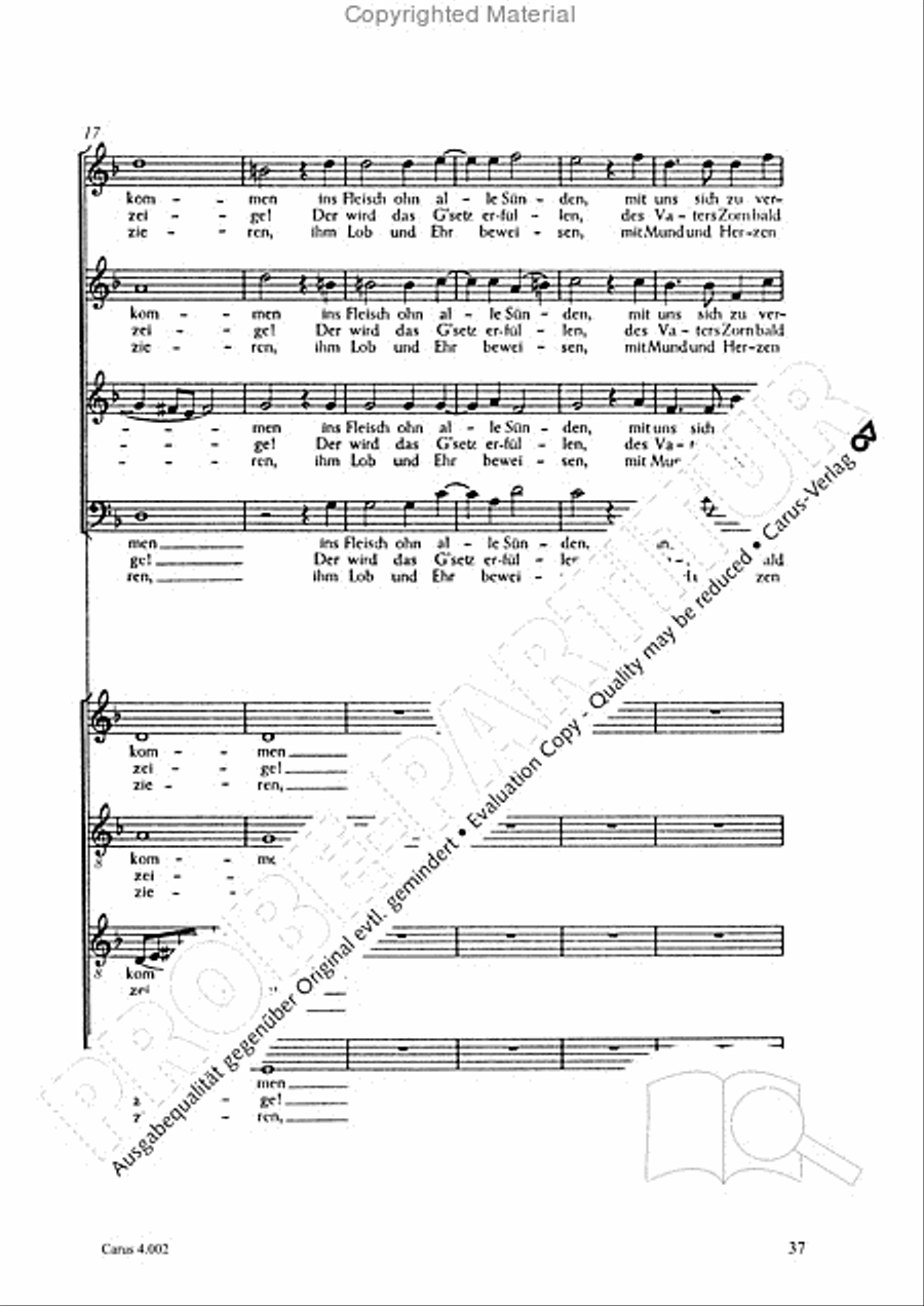 Eccard: 29 Choralbearbeitungen Collection / Songbook scores gallery preview page 38