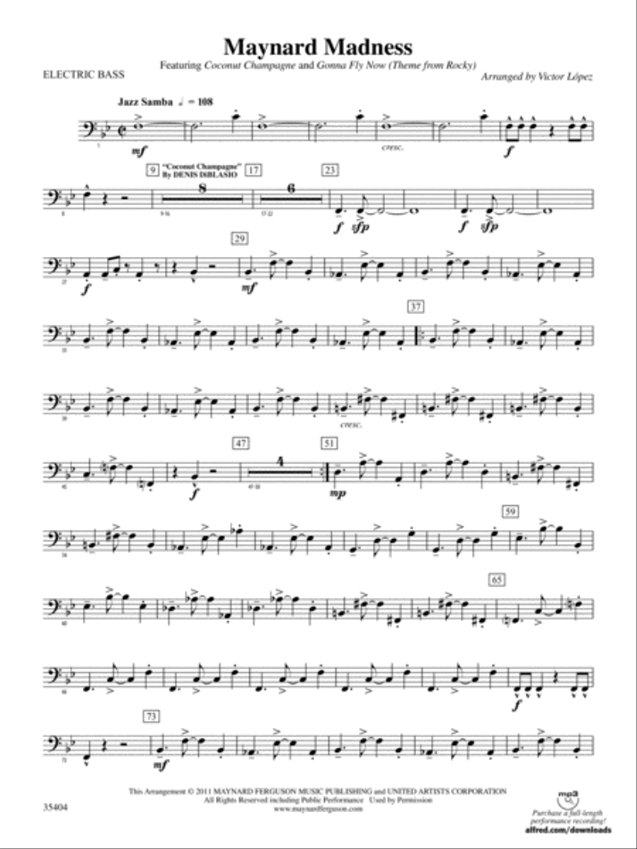 Maynard Madness: Electric Bass Concert Band scores gallery preview page 1