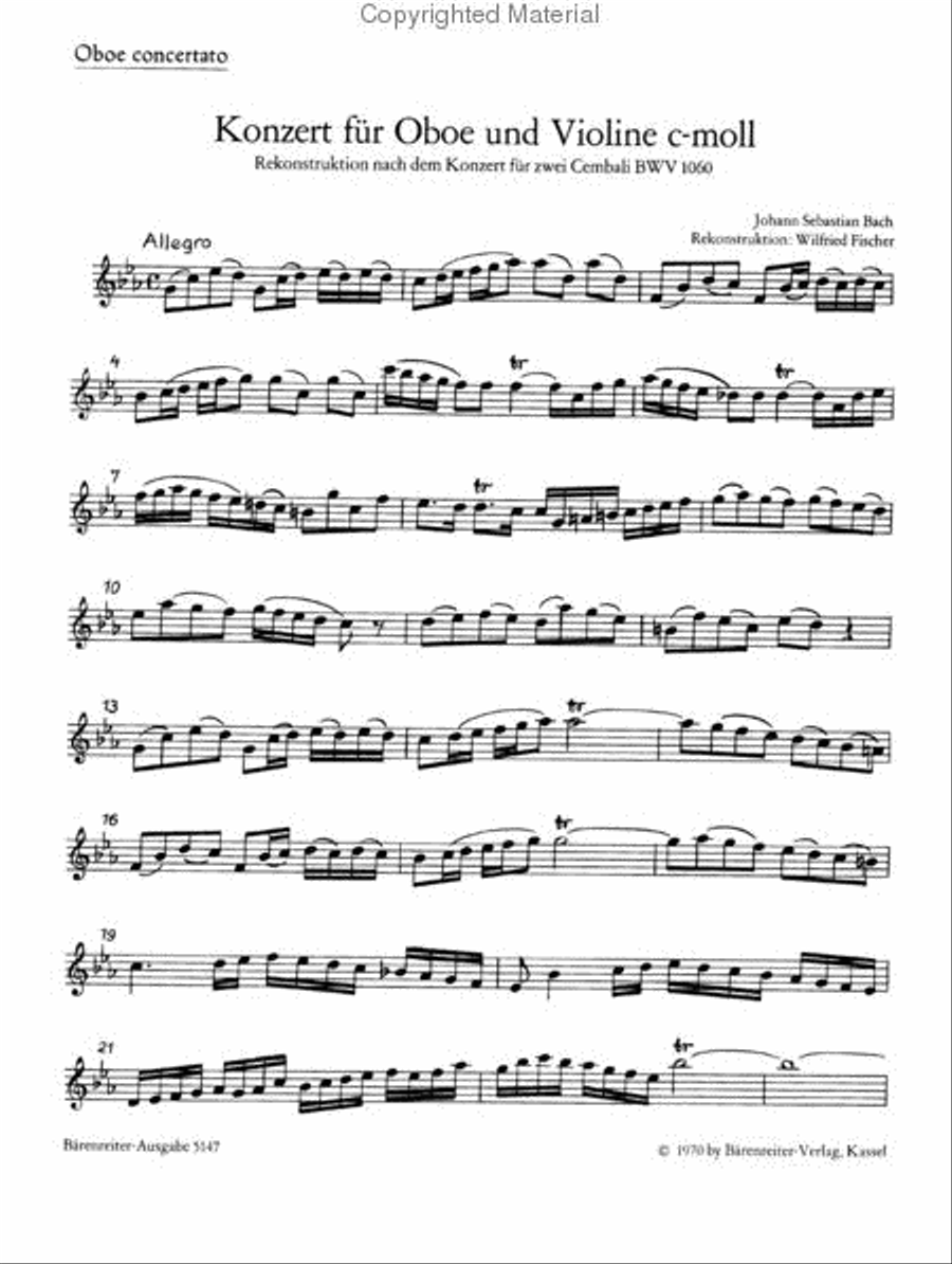 Concerto In C Minor For Oboe And Violin, BWV 1060 by Johann Sebastian