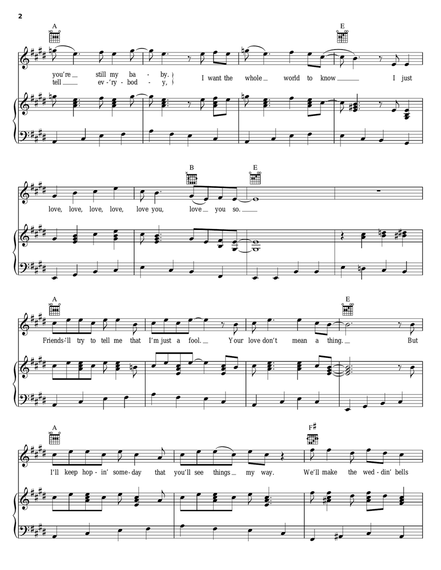 Love, Love, Love Piano, Vocal, Guitar scores gallery preview page 2