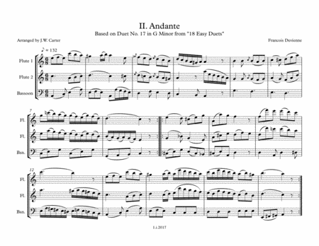 Homage a Devienne, Suite in 3 Pieces & an Encore, II. Andante, for 2 Flutes & Bassoon image number null