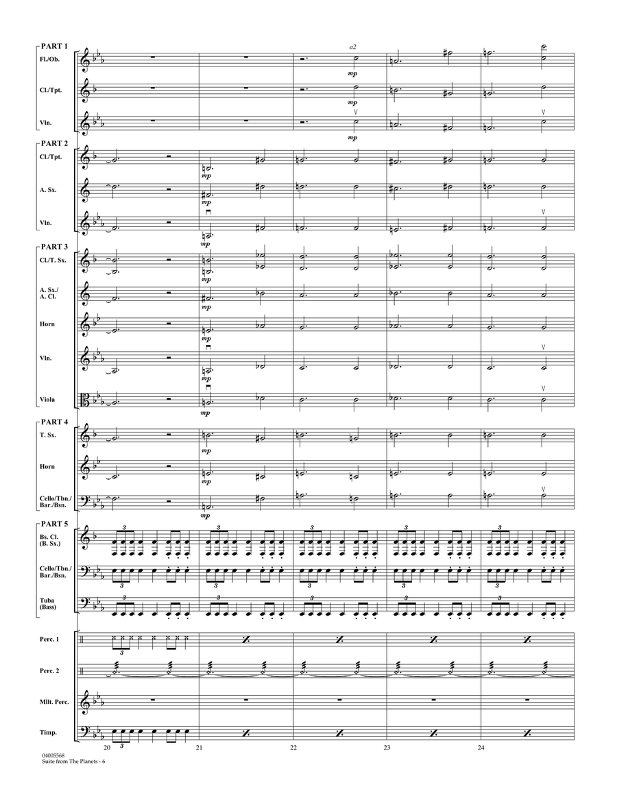 Suite from the Planets - Conductor Score (Full Score) Concert Band scores gallery preview page 6