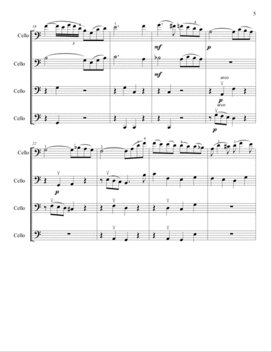 Dotzauer cello quartet from 24 etudes Op.35 No.1 String Quartet scores gallery preview page 5