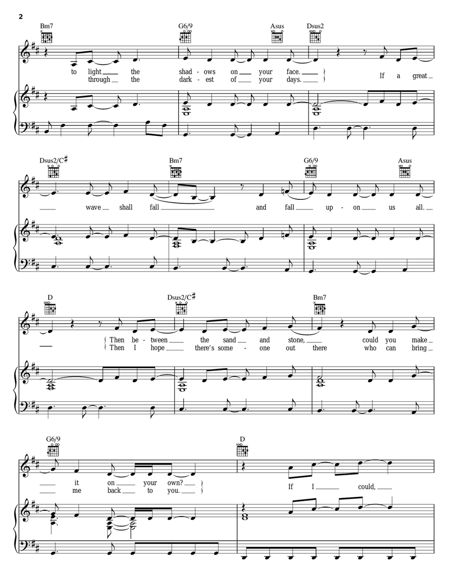 Wherever You Will Go Wherever You Will Go Piano, Vocal, Guitar scores gallery preview page 2