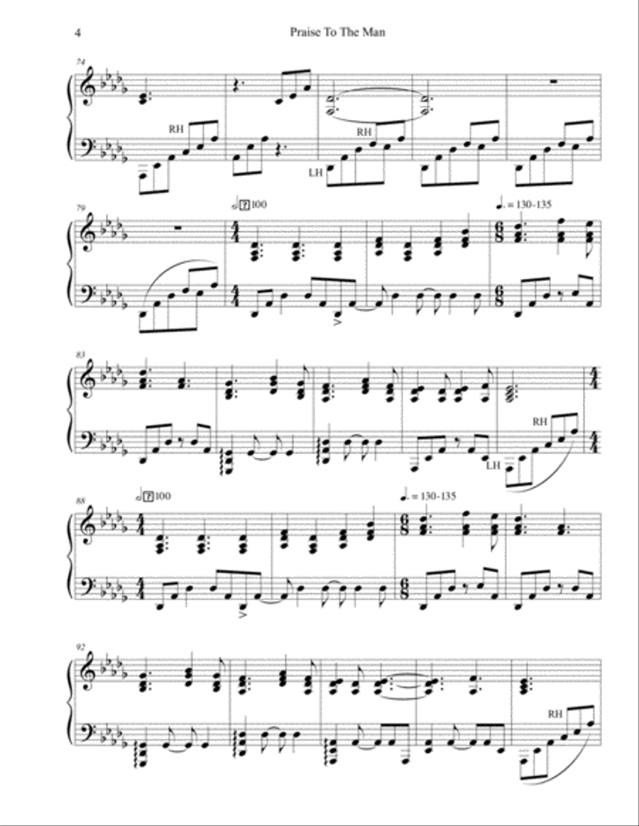 Praise to the Man Piano Solo scores gallery preview page 4