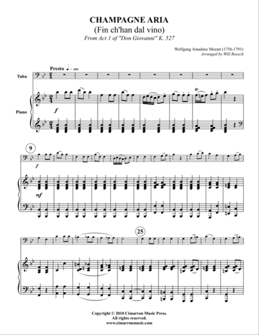 Champagne Aria Tuba scores gallery preview page 1