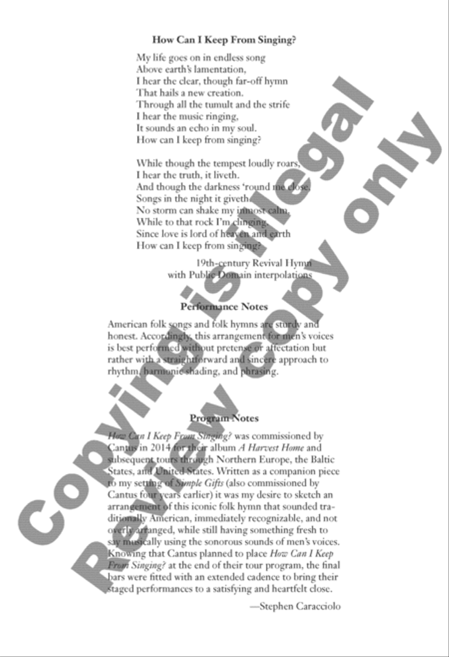 How Can I Keep From Singing? TTBB scores gallery preview page 2