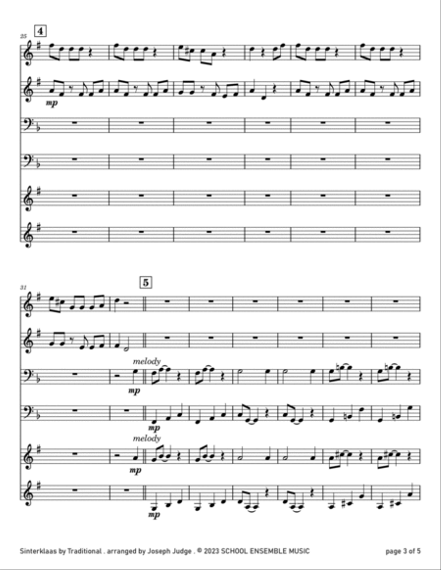Sinterklaas for Brass Quartet in Schools Brass Quartet scores gallery preview page 3
