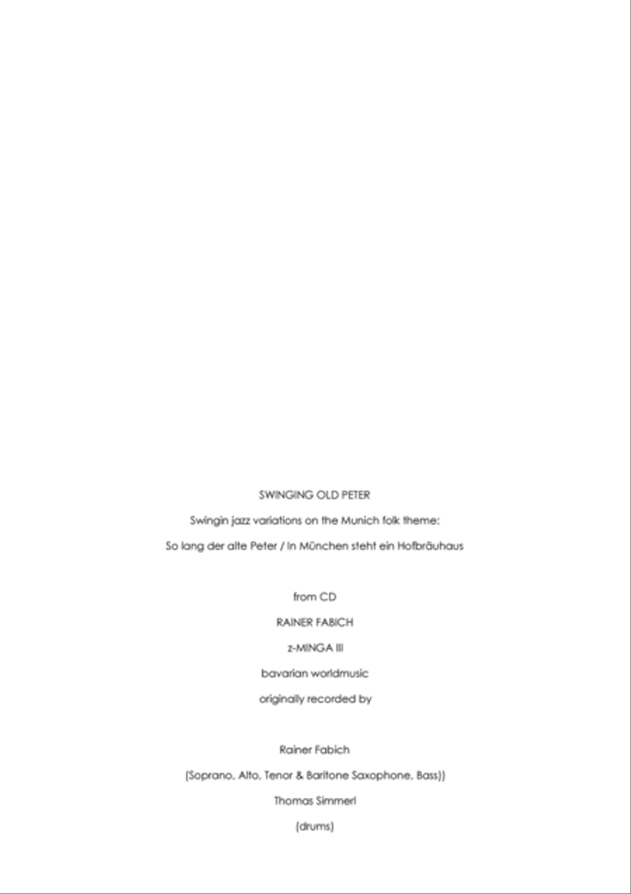 SWINGING OLD PETER for Saxophone Quartet Jazz Ensemble scores gallery preview page 5