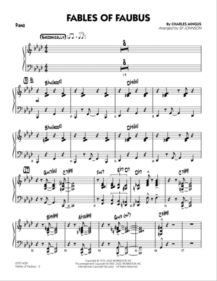 Fables Of Faubus - Piano Fables Of Faubus - Piano Jazz Ensemble scores gallery preview page 2