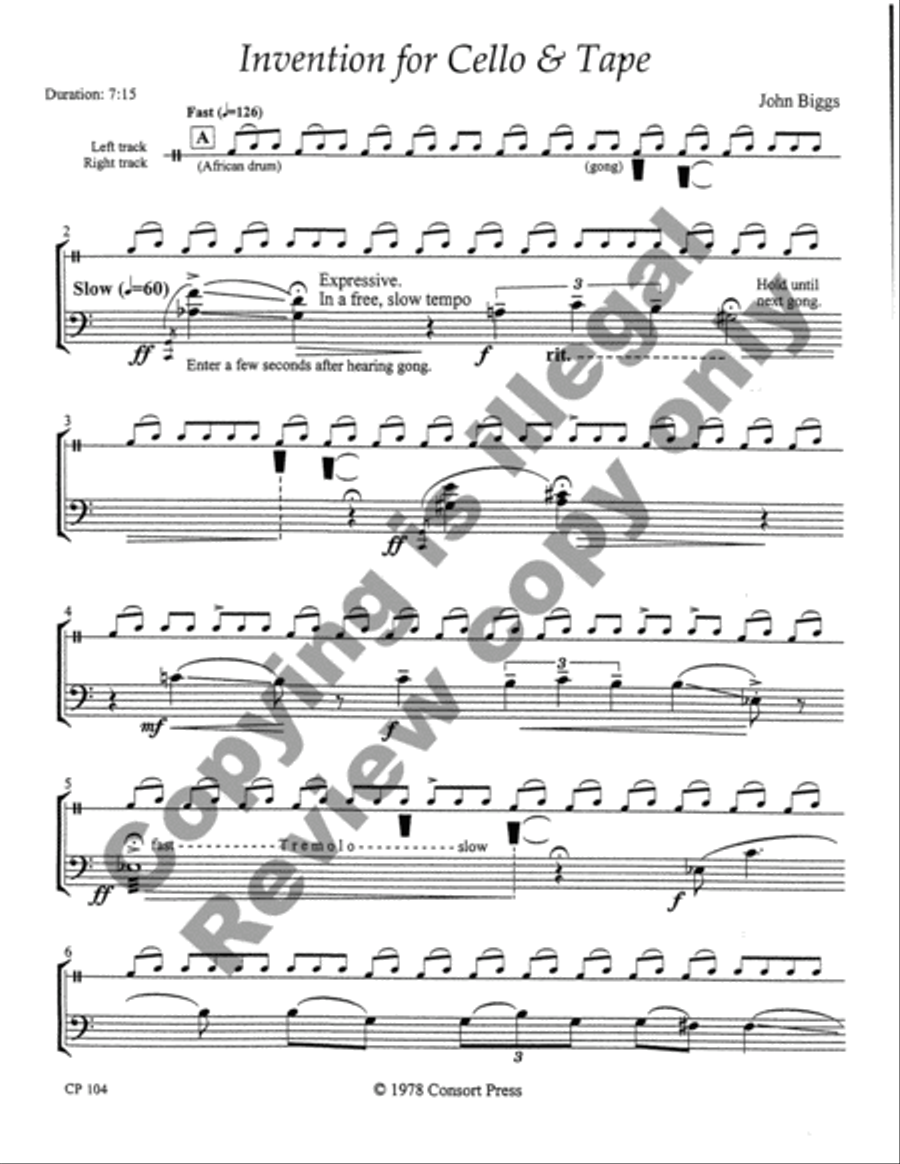 Invention for Cello & Tape by John Biggs Cello Solo - Sheet Music page 9