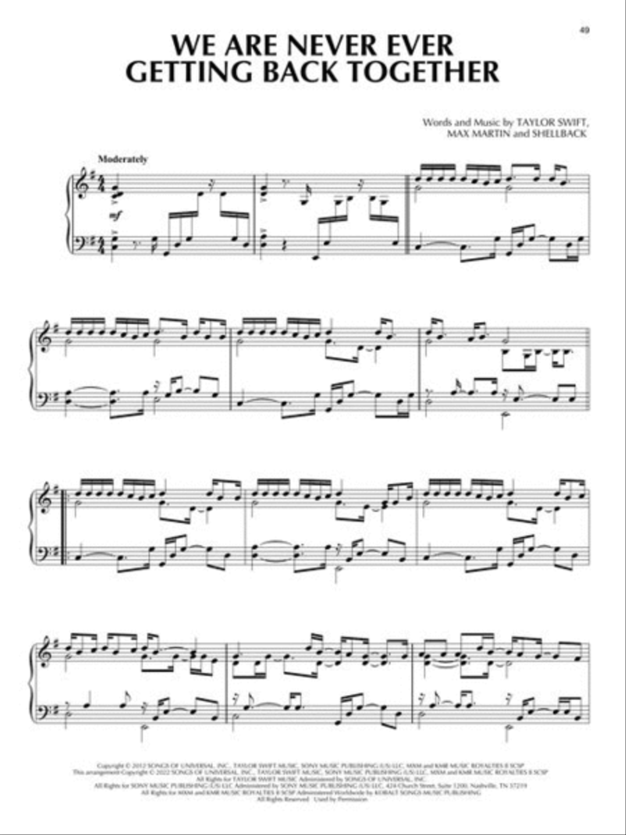 Taylor Swift for Piano Solo – 3rd Edition Piano Solo scores gallery preview page 6