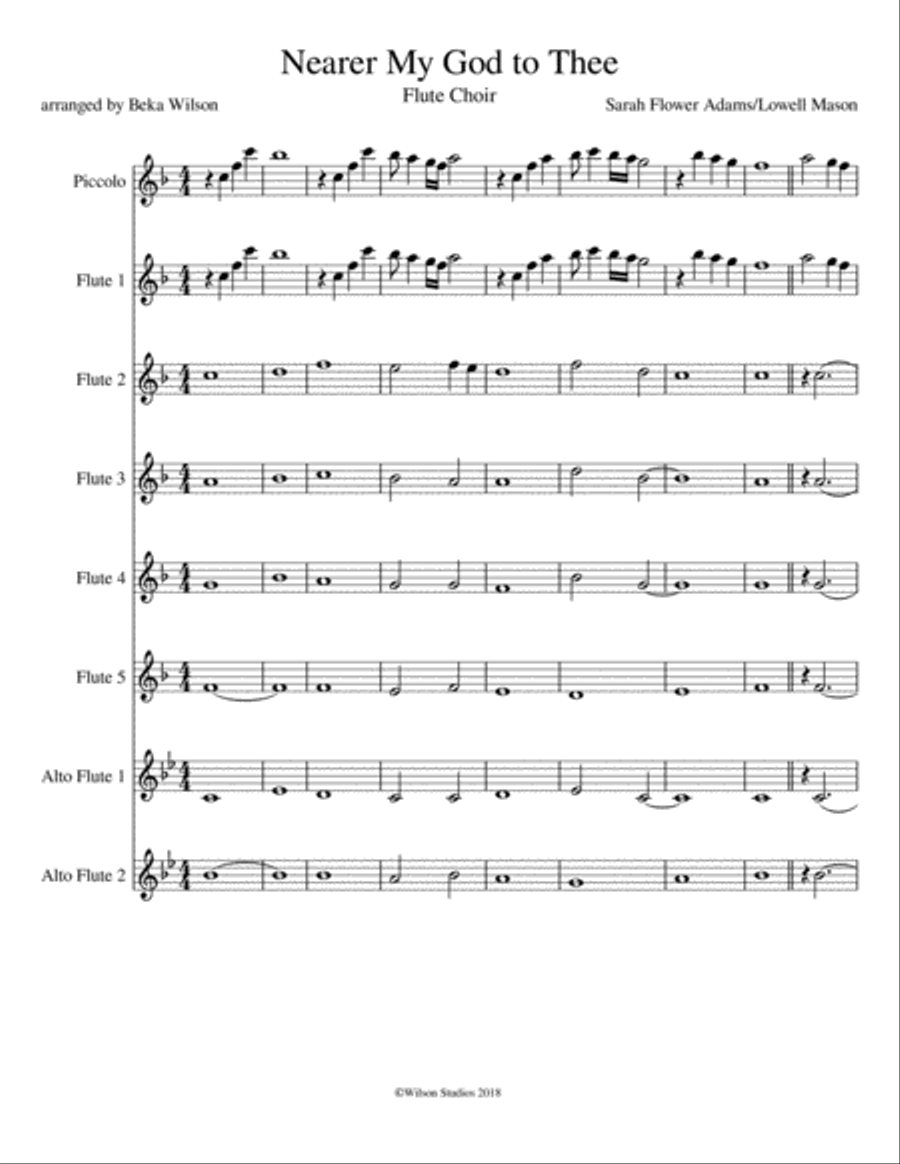 Nearer, My God to Thee Woodwind Quintet scores gallery preview page 1