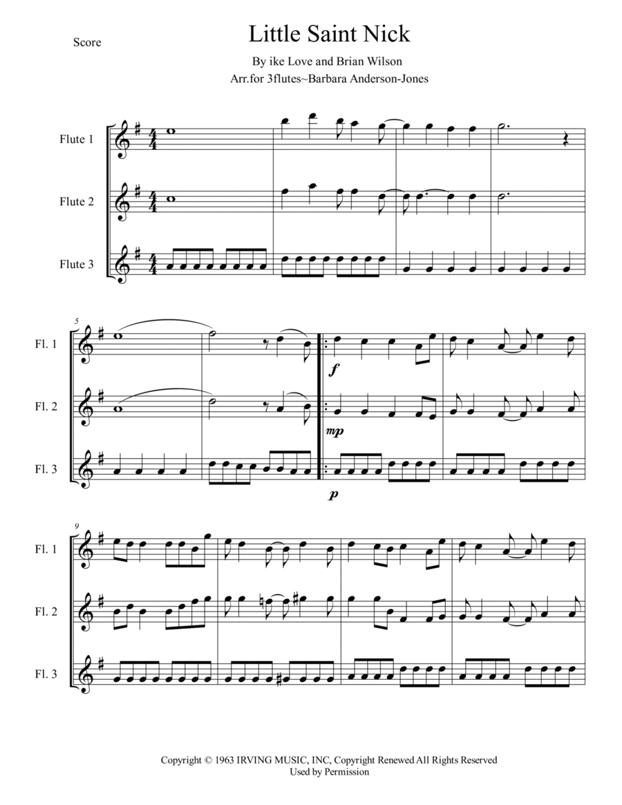 Little Saint Nick - Score Only Woodwind Trio scores gallery preview page 1