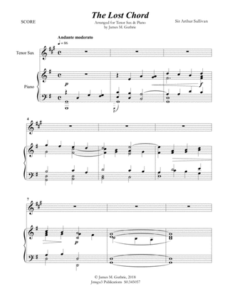 Sullivan: The Lost Chord for Tenor Sax & Piano