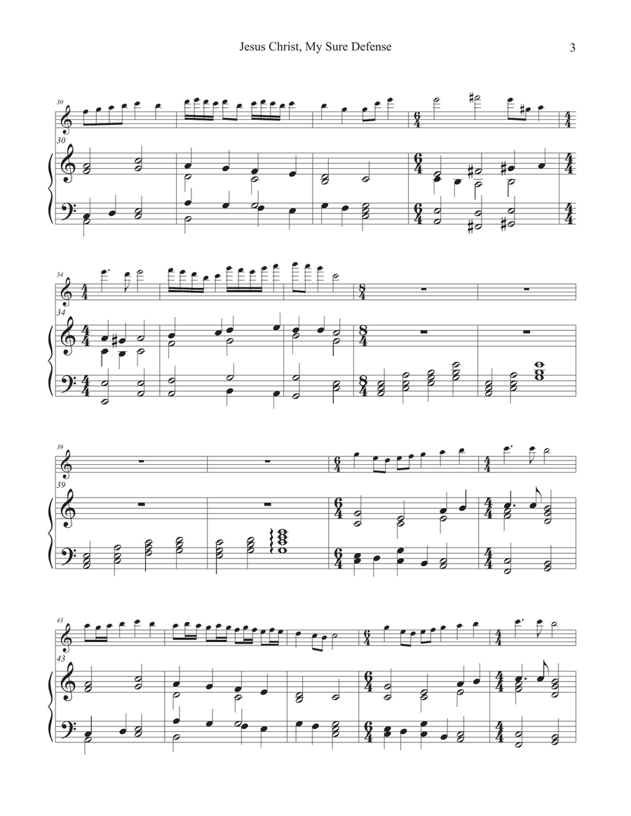 Jesus Christ, My Sure Defense (Hymn Tune: JESUS, MEINE ZUVERSICHT) Flute Solo scores gallery preview page 3
