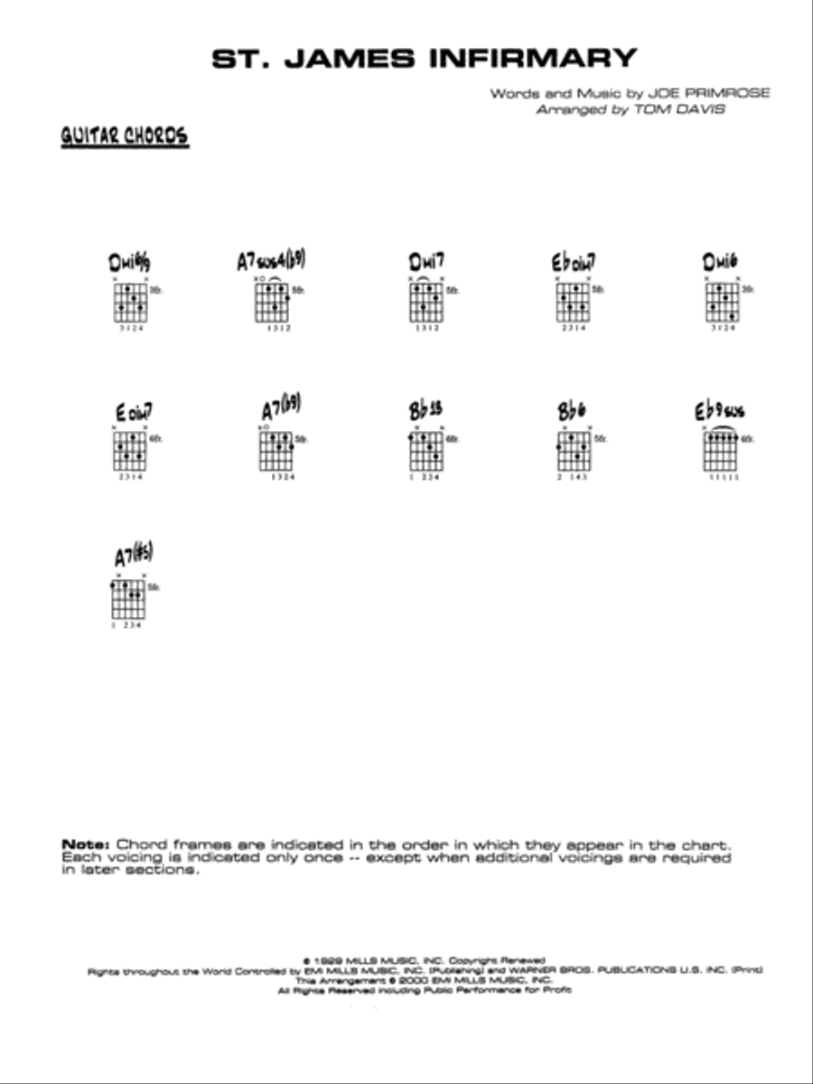 St. James Infirmary: Guitar Chords Jazz Ensemble scores gallery preview page 1