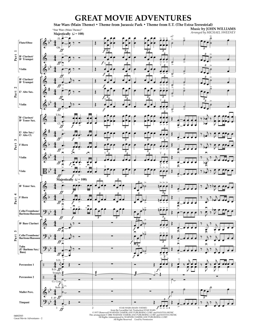 Great Movie Adventures - Conductor Score (Full Score) Concert Band scores gallery preview page 1