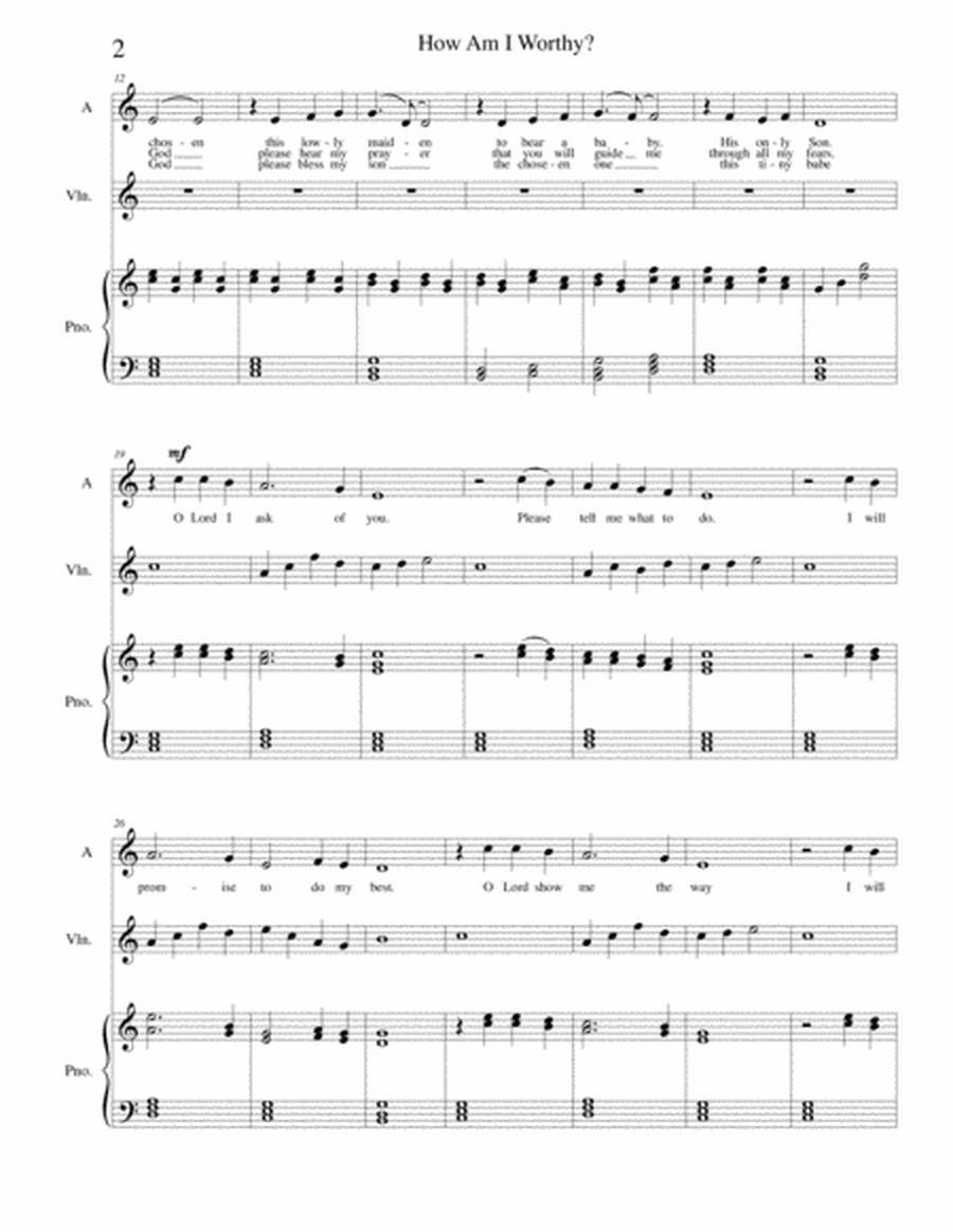 How Am I Worthy (Mary's Prayer) - Solo, violin and piano image number null