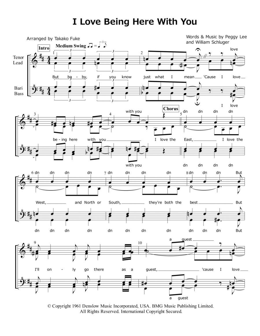 I Love Being Here With You SSAA scores gallery preview page 1