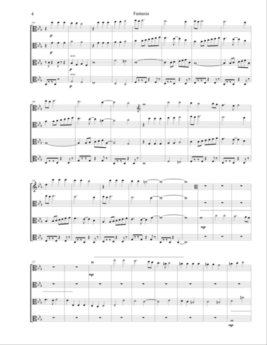 Fantasia on Mille Regretz for viola quartet (score and parts)