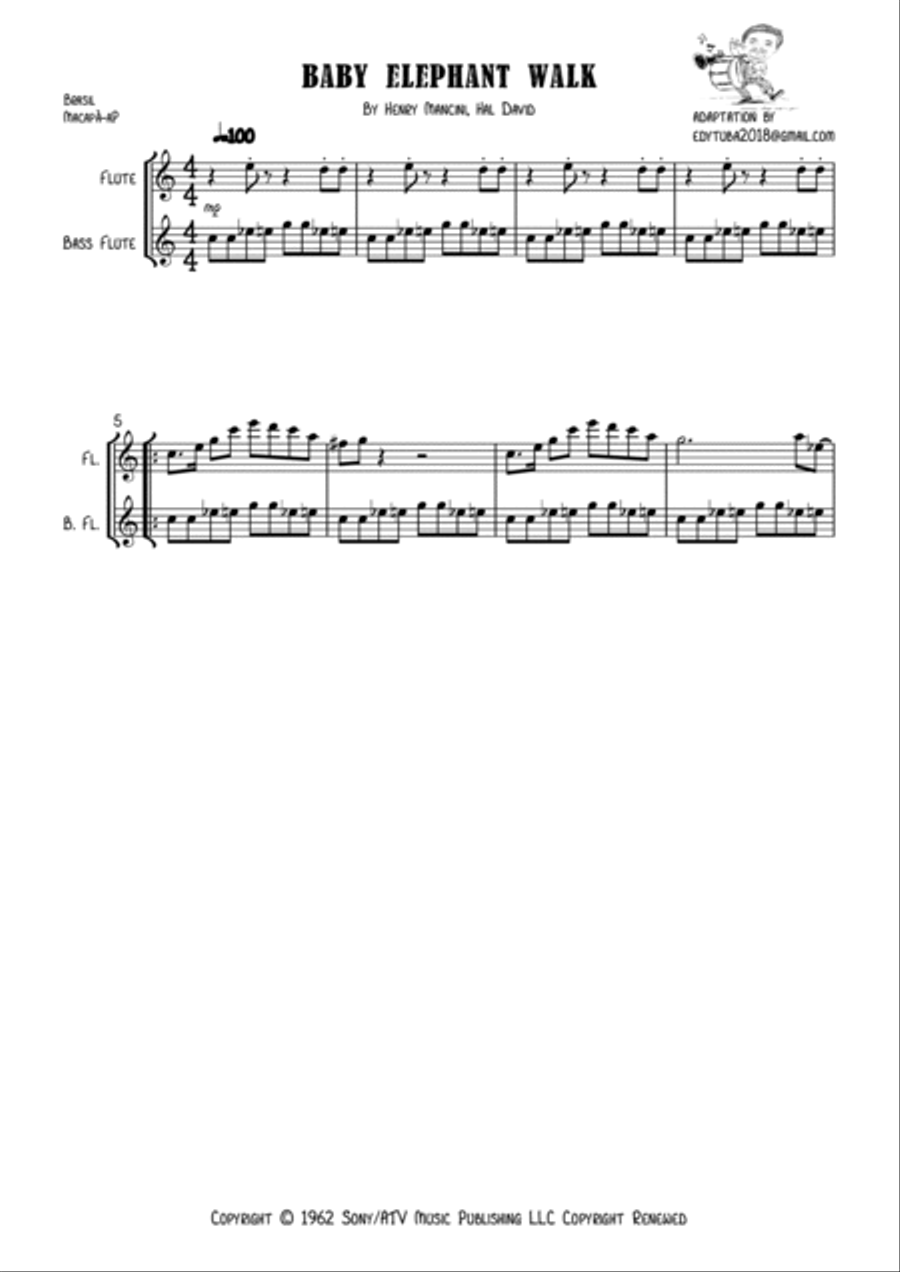 Baby Elephant Walk Flute Duet scores gallery preview page 4