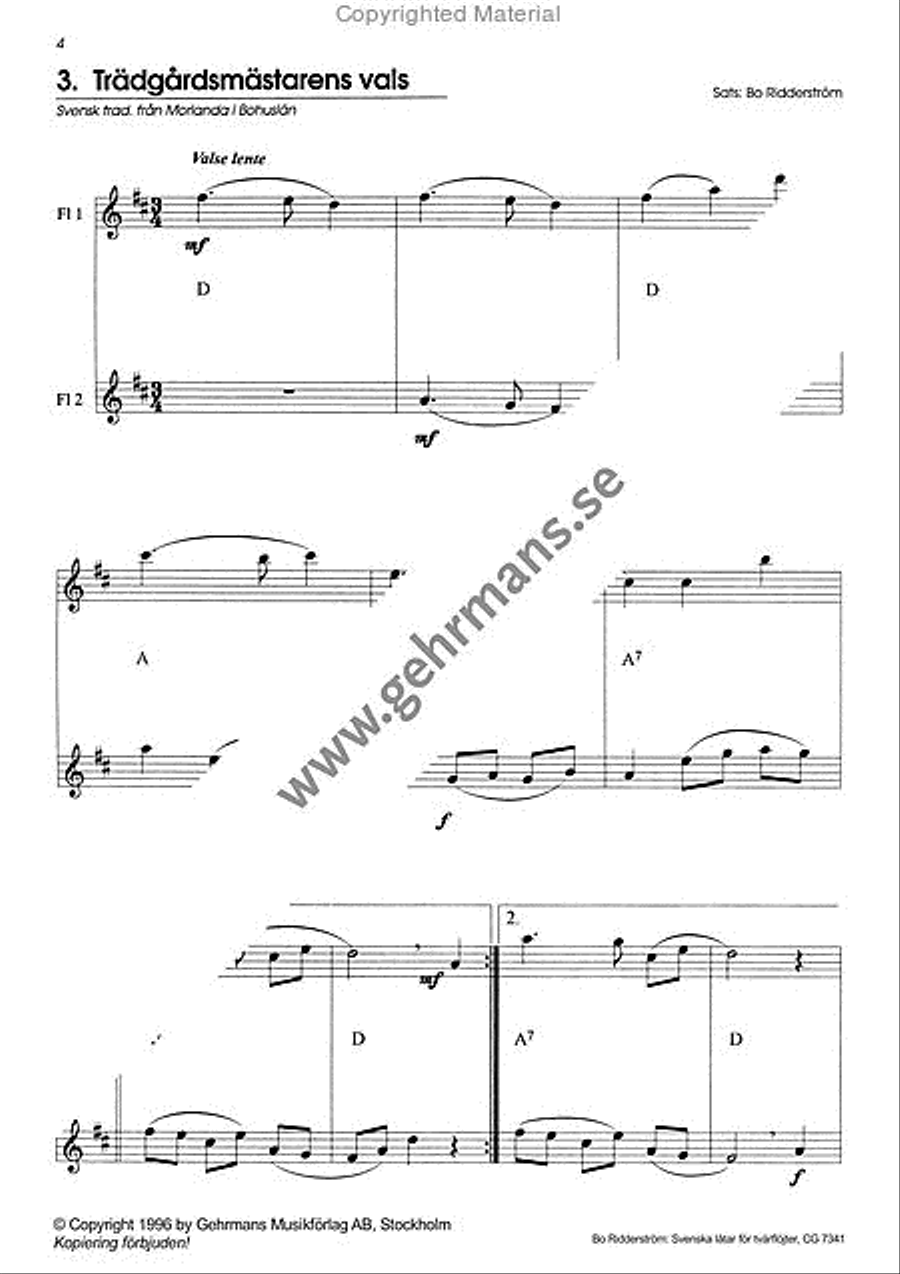Svenska latar for tvarflojter Flute Duet scores gallery preview page 5