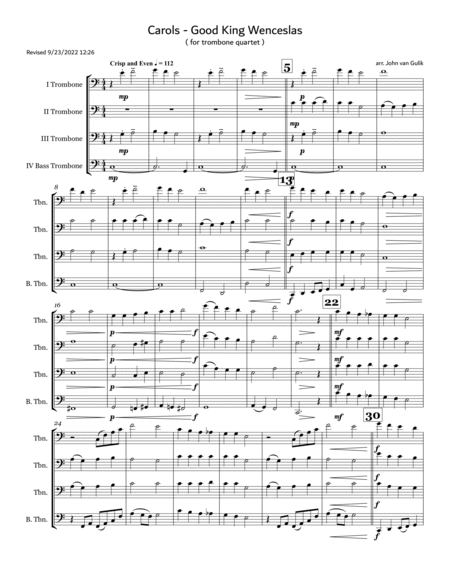 Good King Wenceslas - Carols - Trombone Quartet image number null