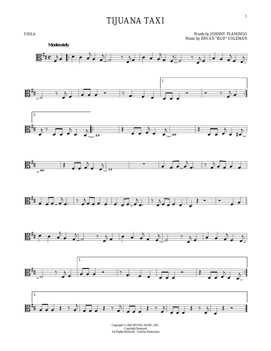 Tijuana Taxi Viola Solo scores gallery preview page 1