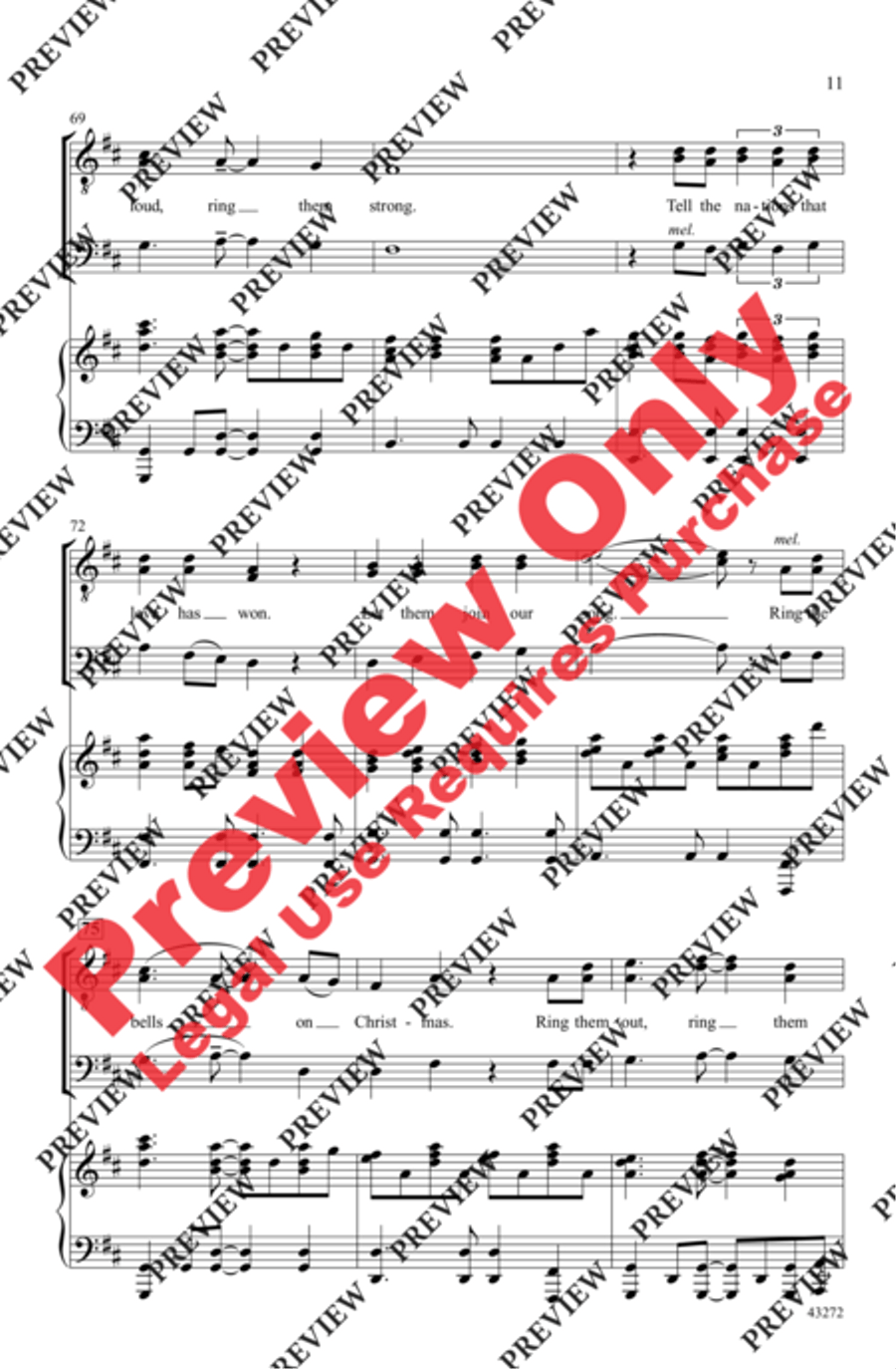 I Heard the Bells on Christmas Day Men's Choir scores gallery preview page 11