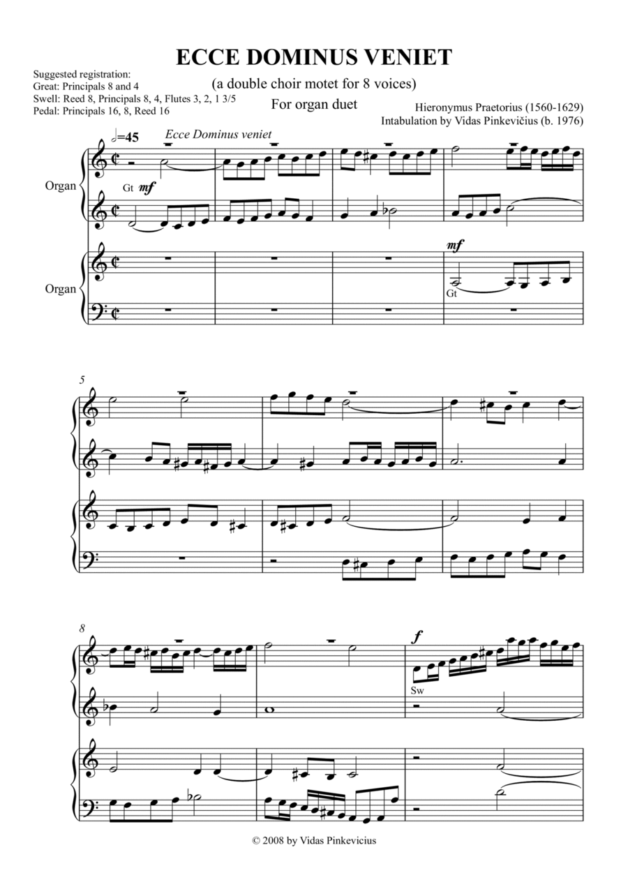 Ecce Dominus Veniet (Organ Duet) Organ Solo scores gallery preview page 1