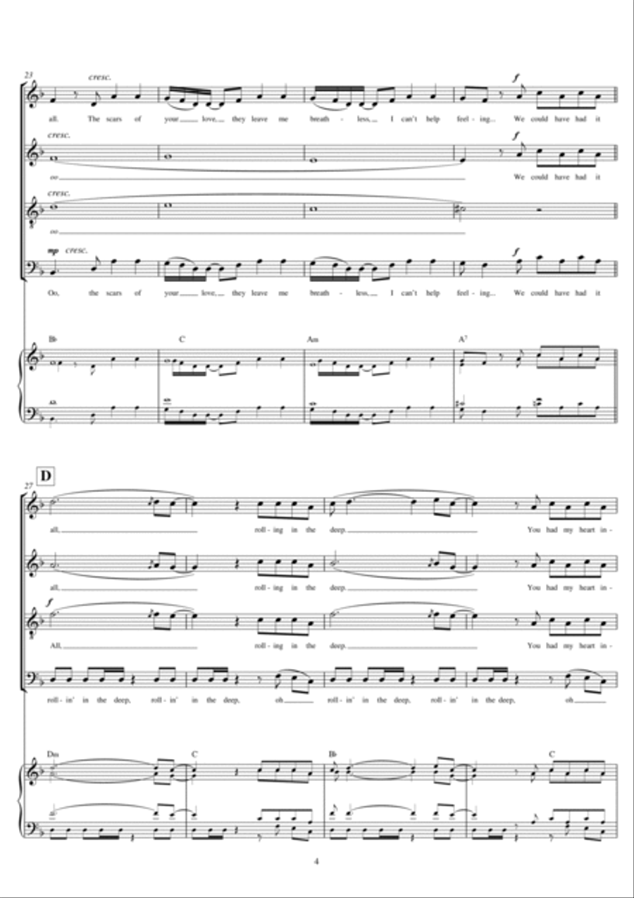Rolling In The Deep (Arr. Gitika Partington) Choir scores gallery preview page 4