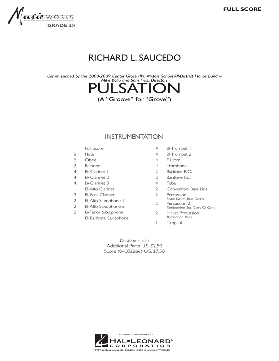 Pulsation - Full Score Pulsation - Full Score Concert Band scores gallery preview page 1