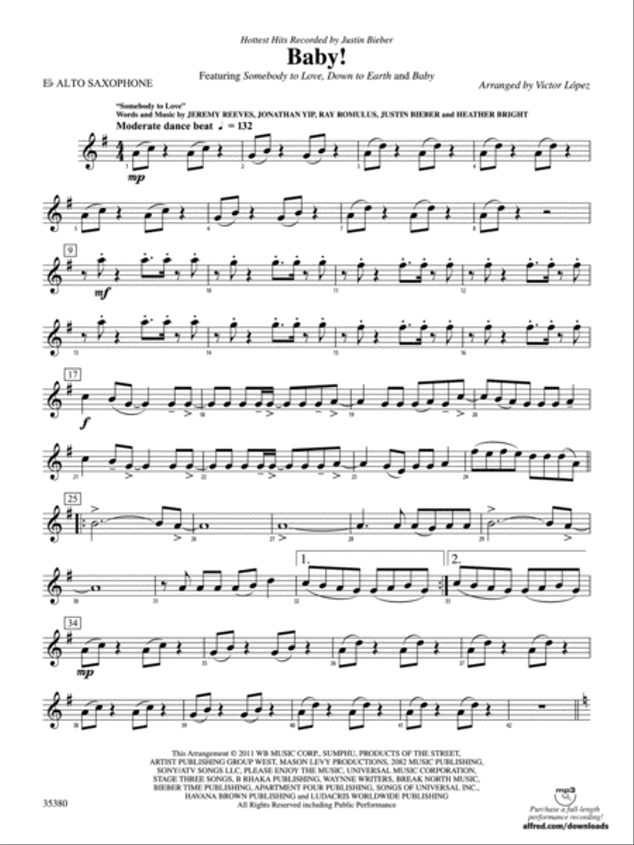 Baby!: E-flat Alto Saxophone Concert Band scores gallery preview page 1