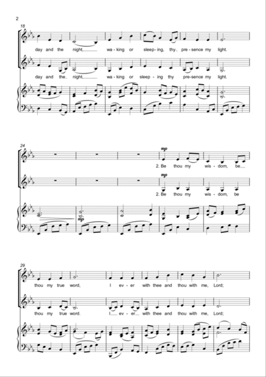Be Thou my Vision (Slane) - 2 Part Choir - SA - Upper Voices SA scores gallery preview page 2