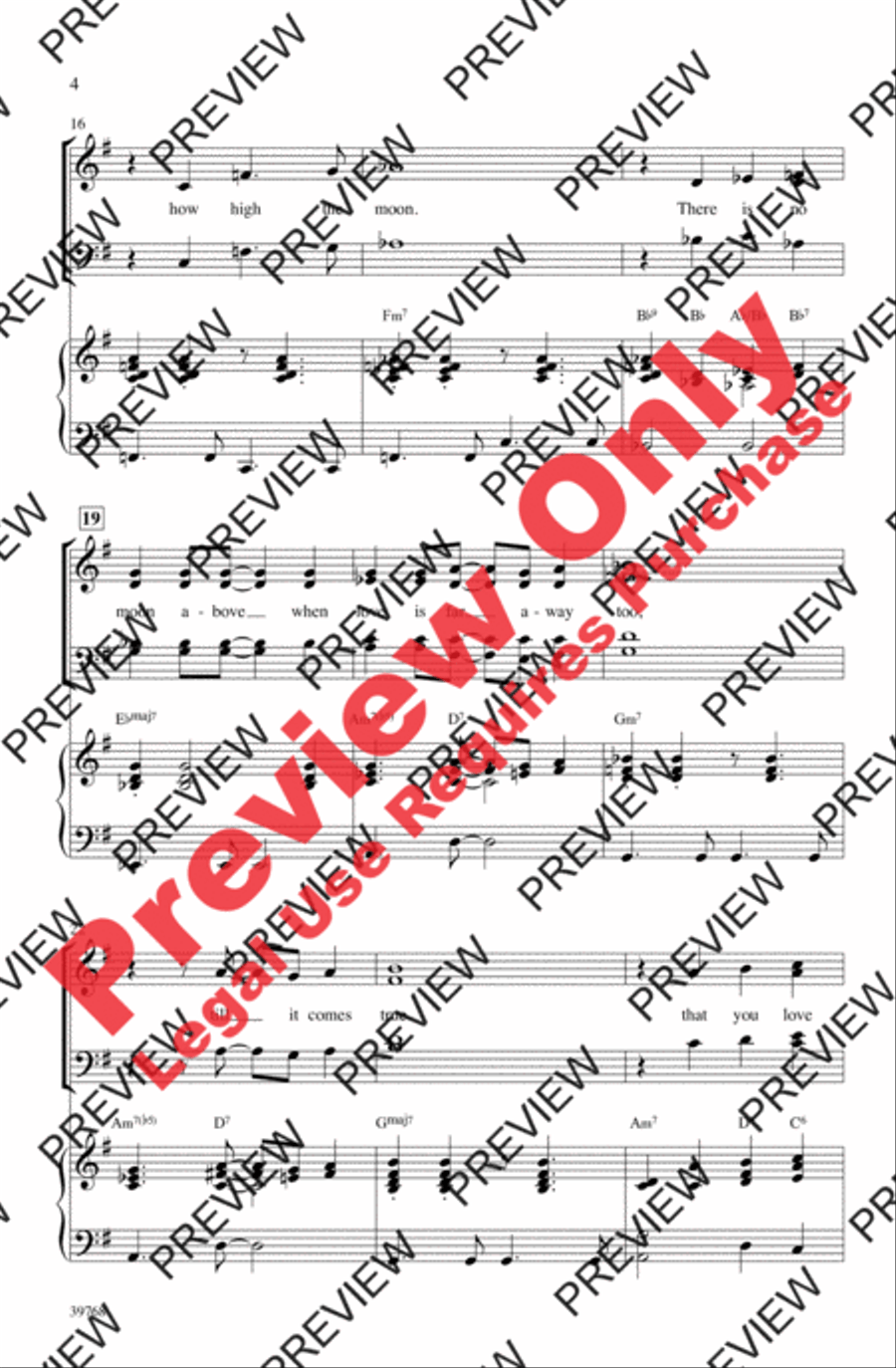 How High the Moon 4-Part scores gallery preview page 4