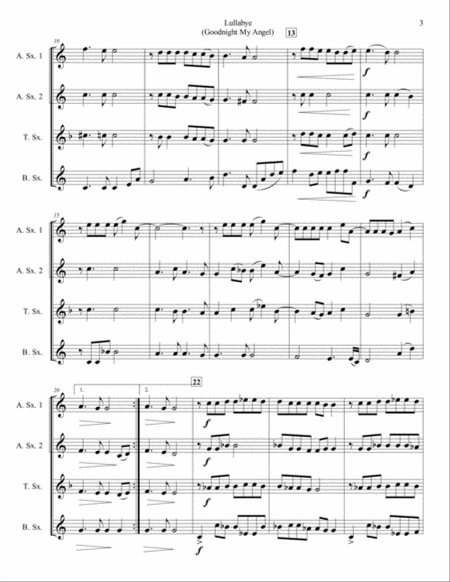 Lullabye (Goodnight, My Angel) Woodwind Quartet scores gallery preview page 3