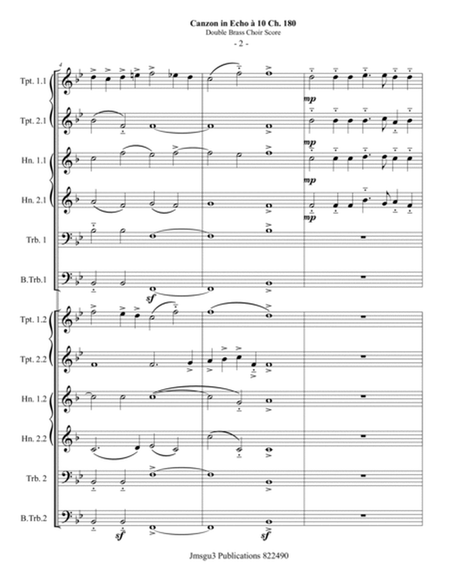 Gabrieli: Canzon in Echo a10 Ch. 180 for Double Brass Choir - Score Only image number null